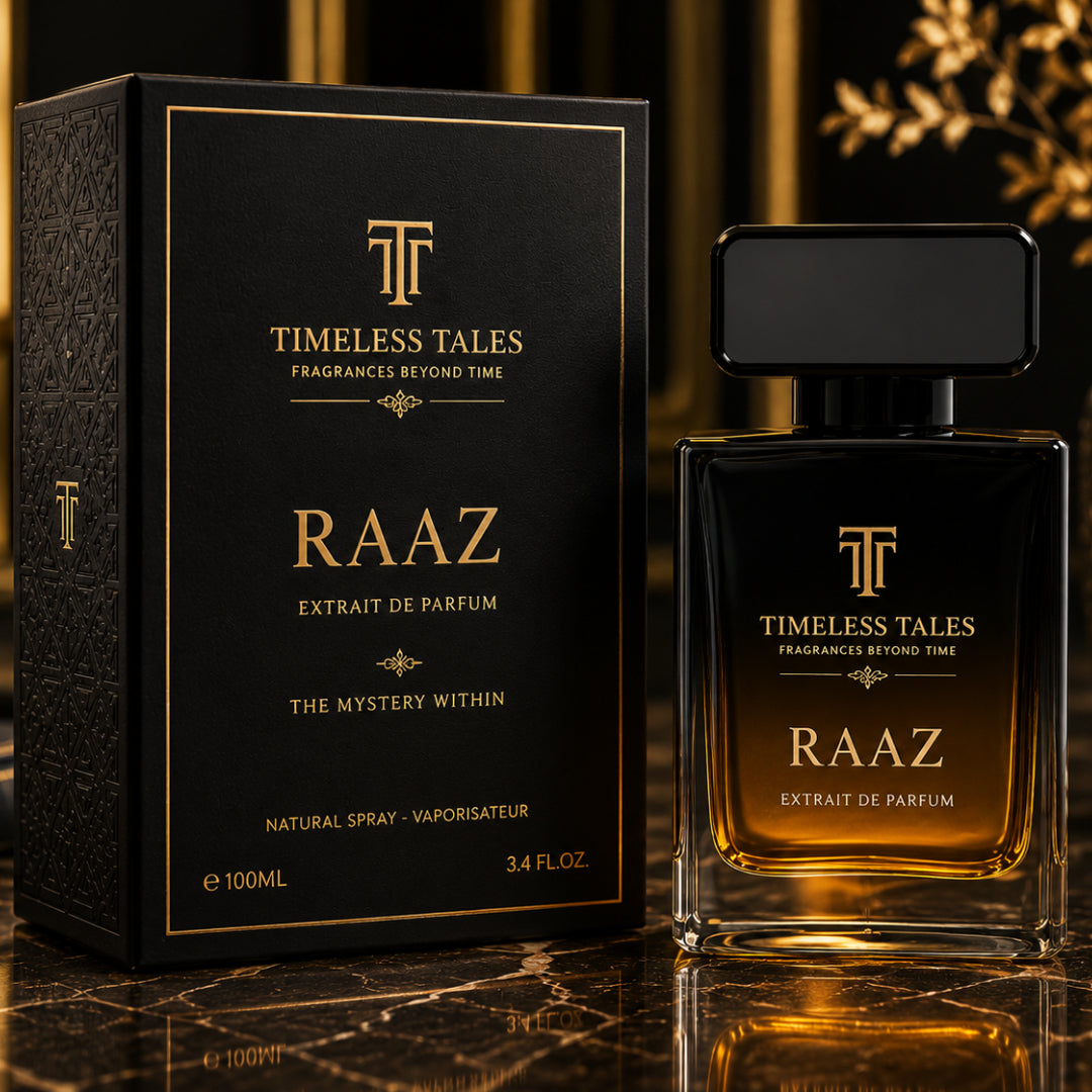 Raaz Extrait de Parfum bottle and box by Timeless Tales