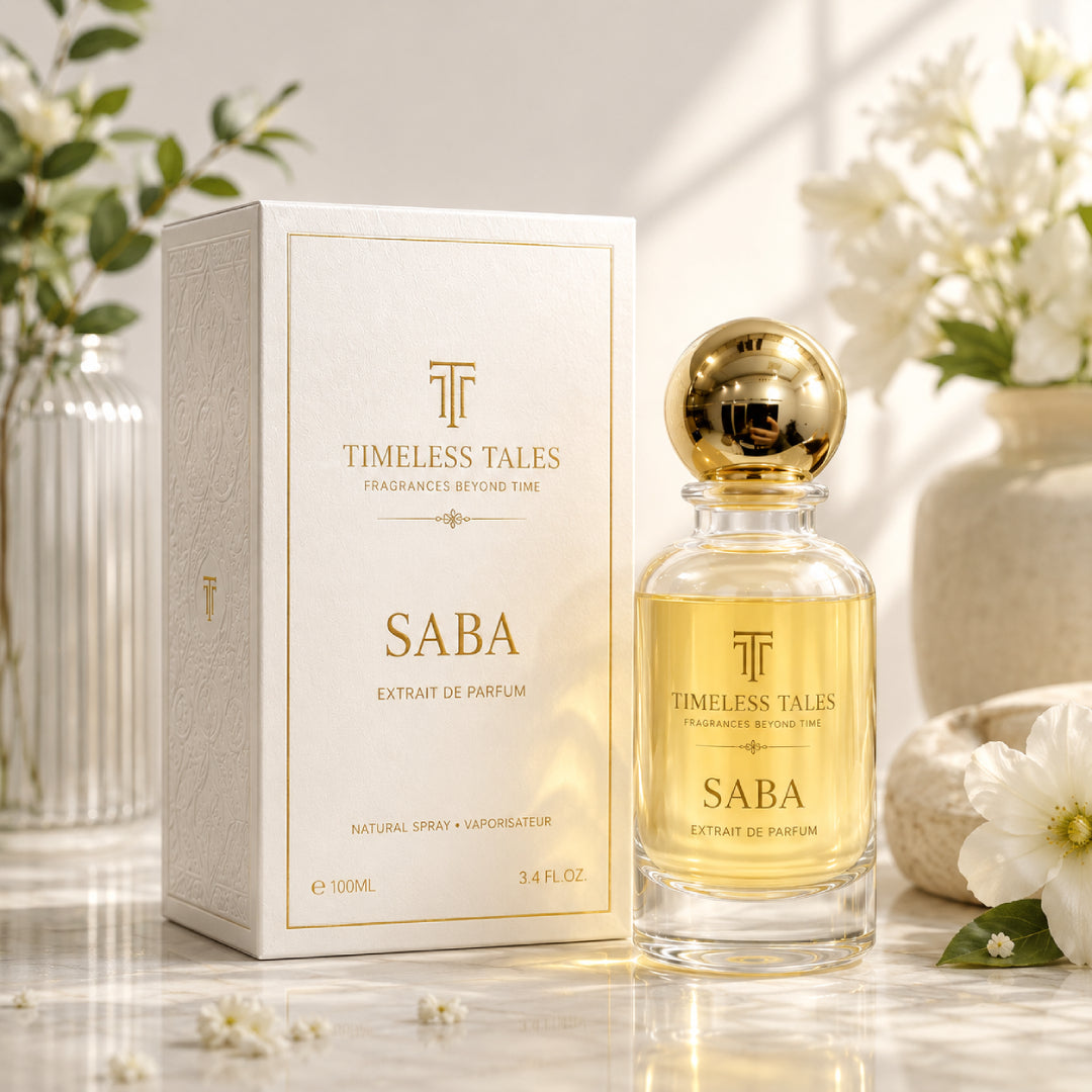 SABA For Her Extrait de Parfum bottle and box by Timeless Tales